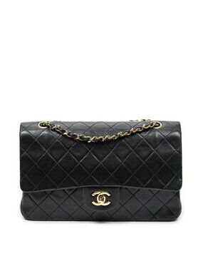 Chanel Quilted Double Flap Bag Black Calfskin Leather
